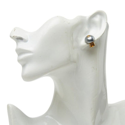 Chanel CC Logo Vintage Earrings Ear Clip 95P Gold White Gray Faux Pearl Plated — view 5