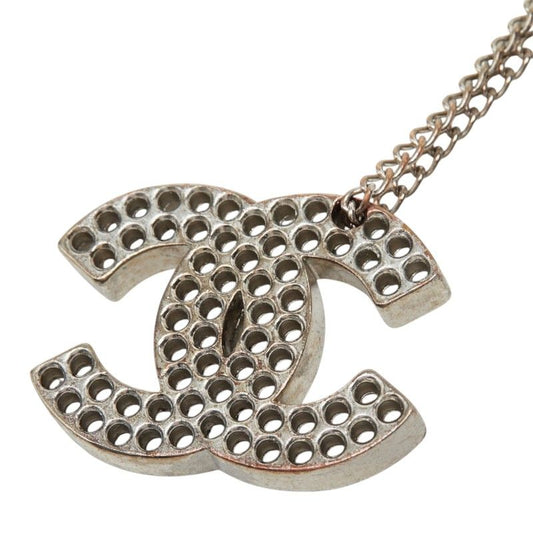 Chanel CC Logo Perforated Chain Pendant 03P Silver Metal