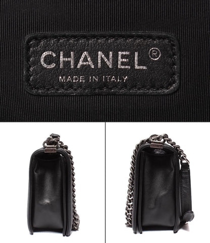 Chanel Chain Shoulder Bag Vintage Silver Smooth Leather Boy 25 — view 4