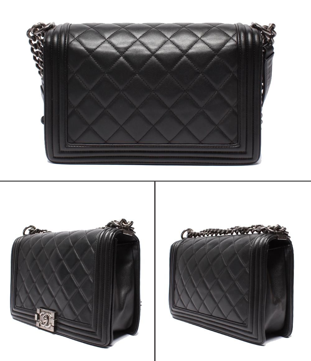 Chanel Chain Shoulder Bag Vintage Silver Smooth Leather Boy 25 — view 2