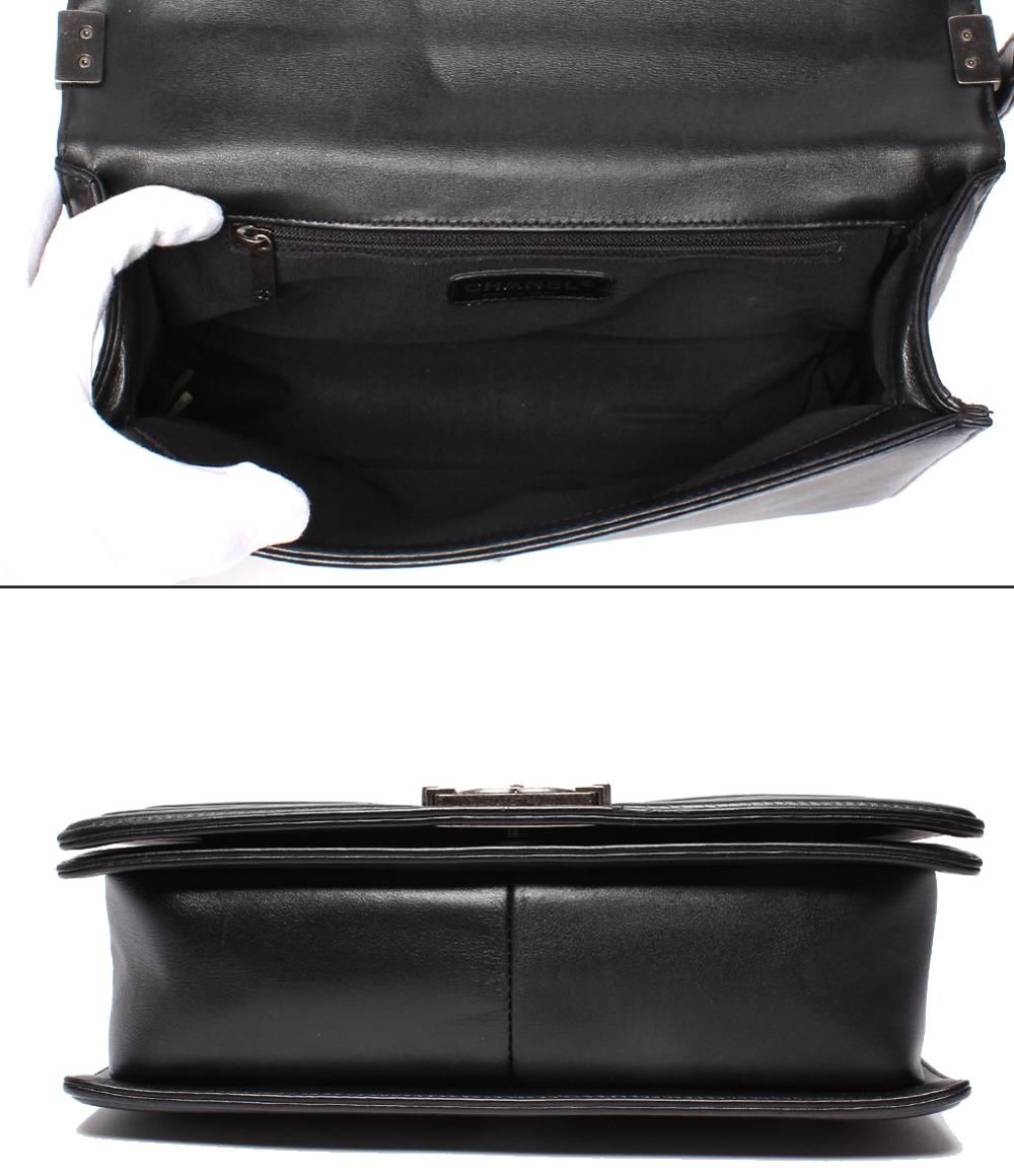 Chanel Chain Shoulder Bag Vintage Silver Smooth Leather Boy 25 — view 3