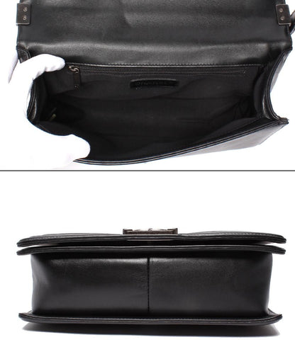 Chanel Chain Shoulder Bag Vintage Silver Smooth Leather Boy 25 — view 3