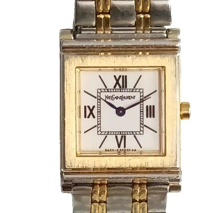 Saint Laurent Watch Quartz Roman Square Silver