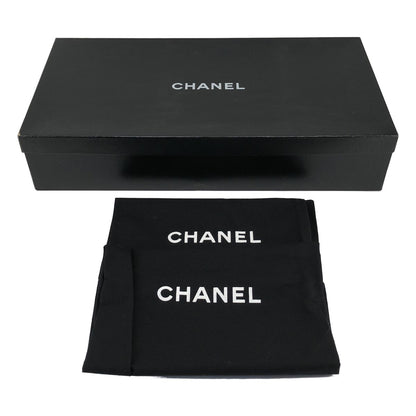 Chanel CC Logo Leather Bicolor Long Boots Navy Black — view 7
