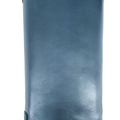 Chanel CC Logo Leather Bicolor Long Boots Navy Black — view 8