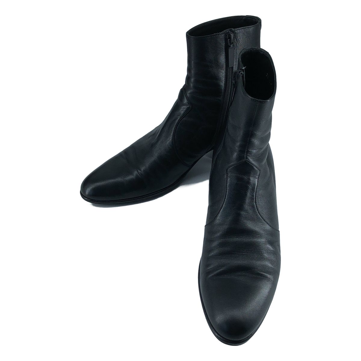 Saint Laurent Paris Joey Leather Side Zip Boots Black