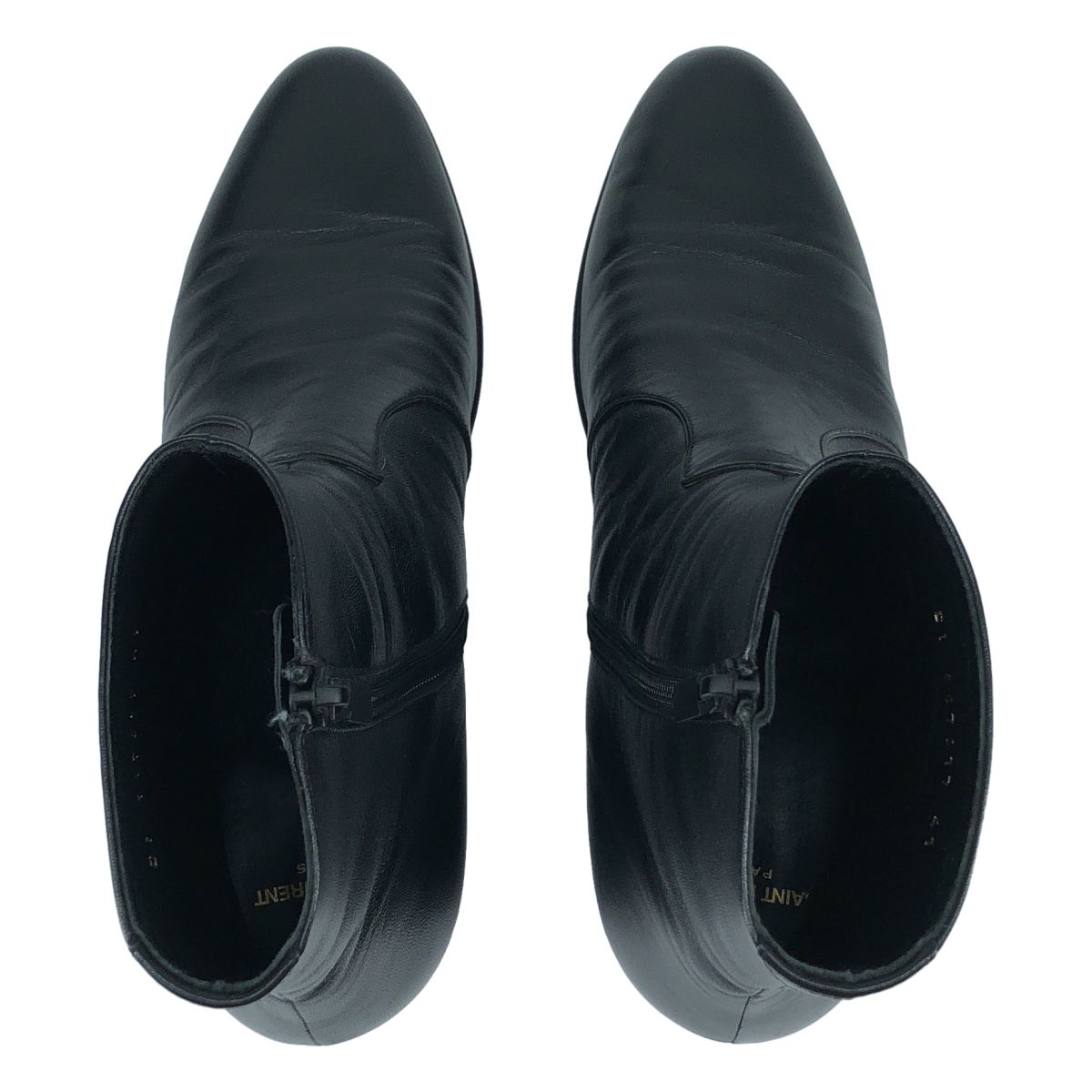 Saint Laurent Paris Joey Leather Side Zip Boots Black — view 4