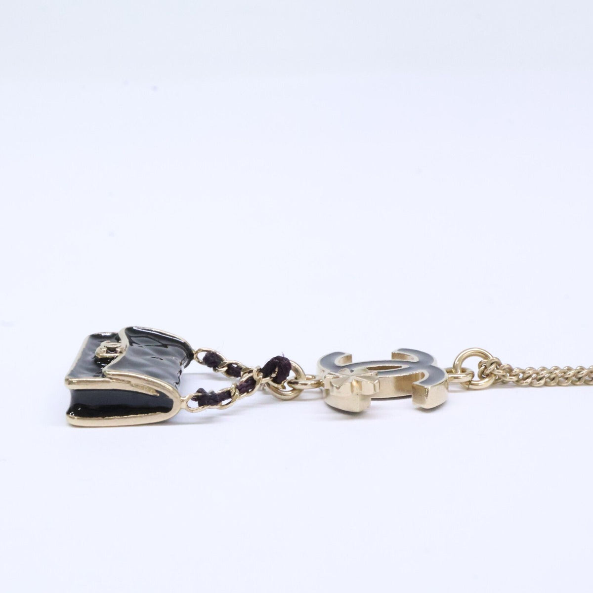 Chanel Quilted Bag Clover & CC Logo Motif Long Chain — view 3