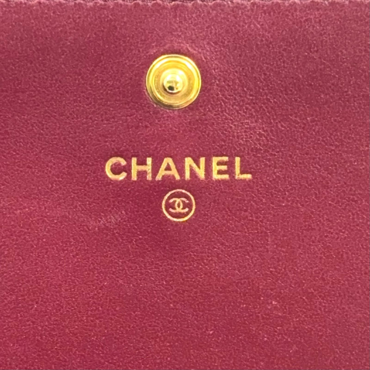 Chanel Quilted Studded Leather Bordeaux Bifold Wallet Gold — view 4