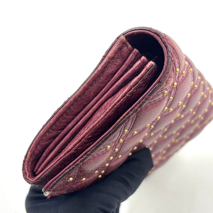 Chanel Quilted Studded Leather Bordeaux Bifold Wallet Gold — view 7