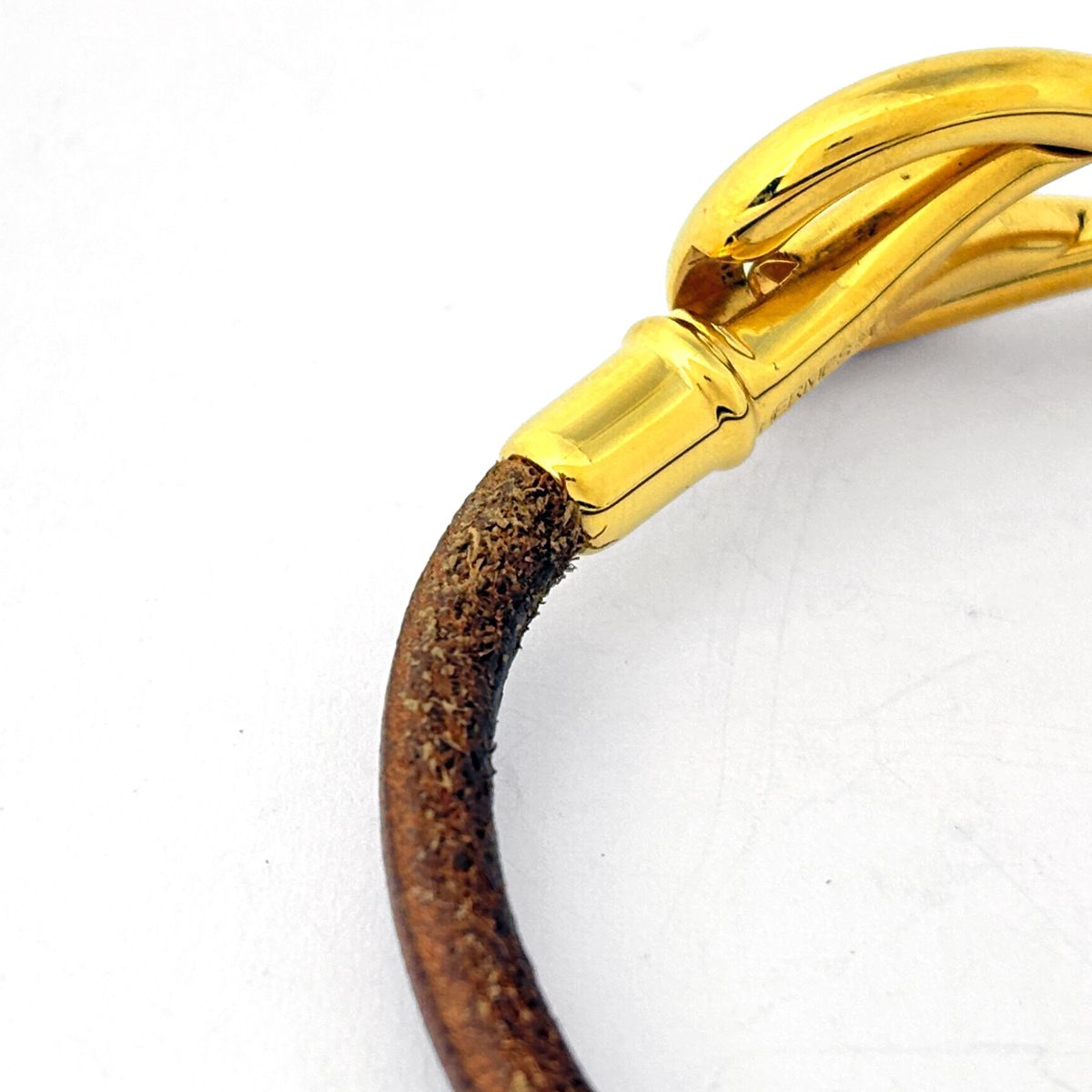 Hermes Atame Bracelet Leather Gold Brown — view 4