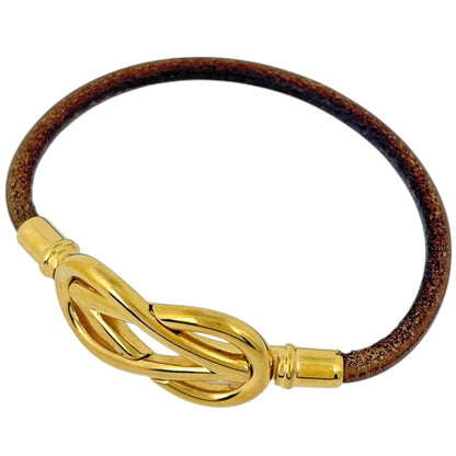 Hermes Atame Bracelet Leather Gold Brown