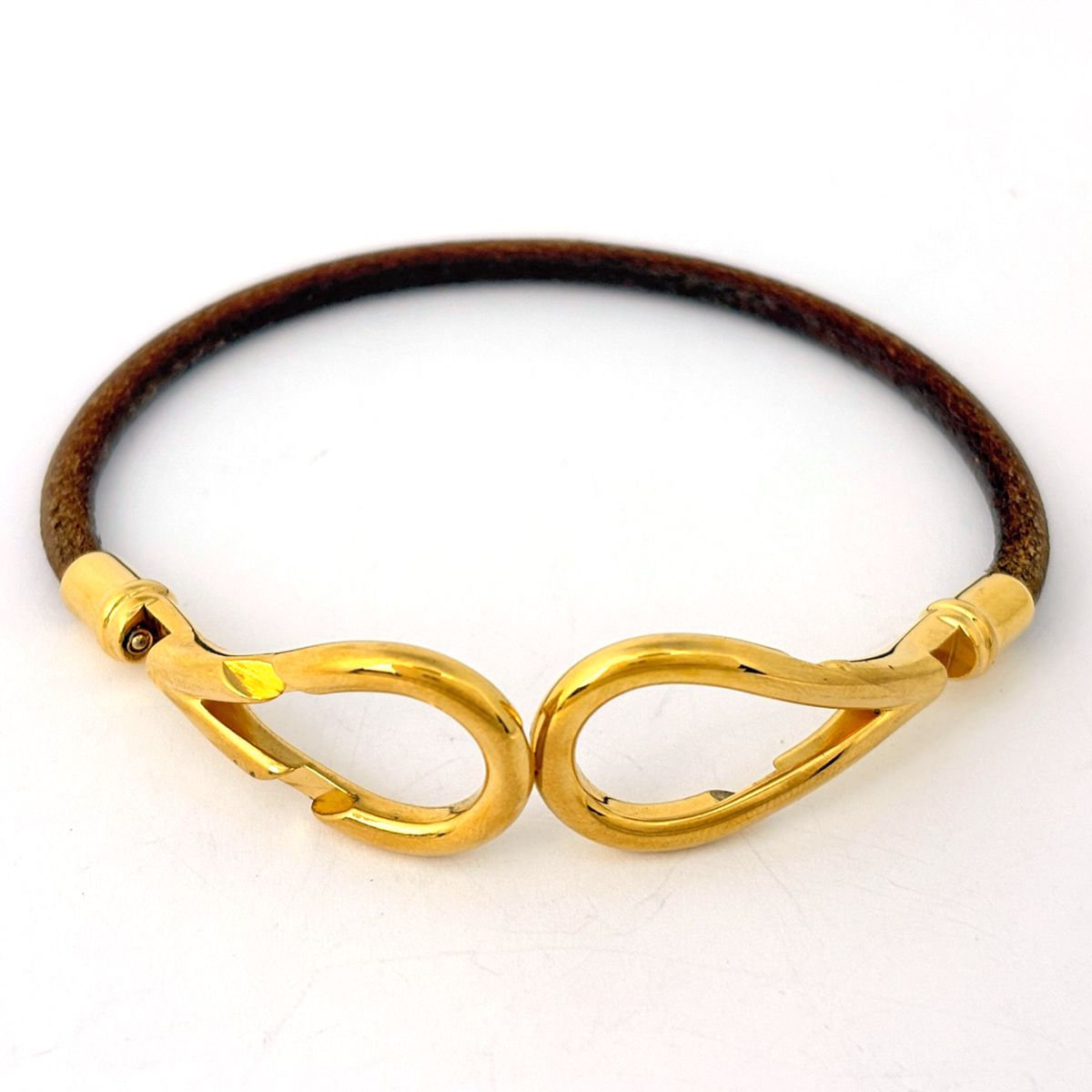 Hermes Atame Bracelet Leather Gold Brown — view 2