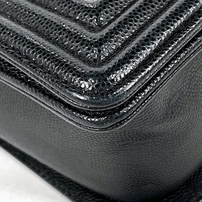 Chanel Shoulder Bag Boy CC Logo Caviar Leather Black — view 3
