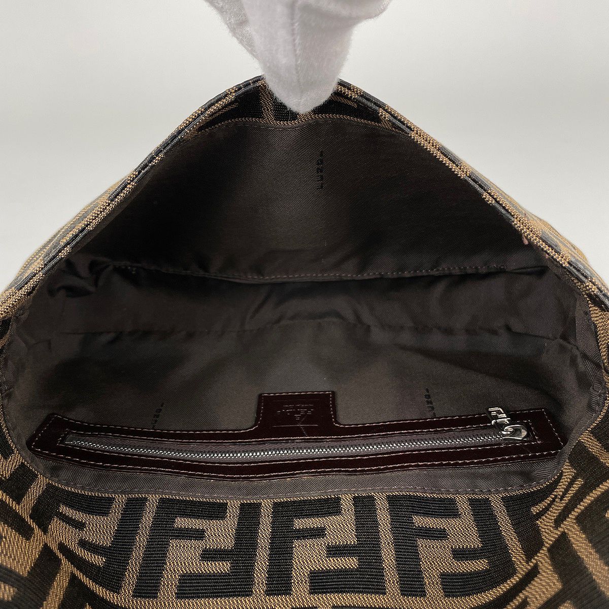 Fendi Shoulder Bag Zucca Pattern Mamma Baguette Canvas Brown — view 8