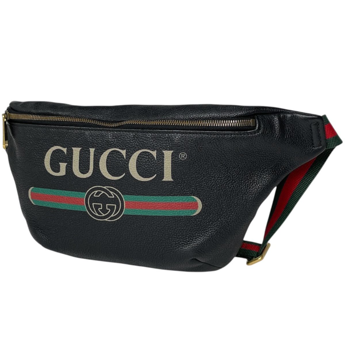 Gucci Belt Bag Logo Sherry Line Web Leather Black