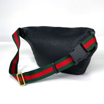 Gucci Belt Bag Logo Sherry Line Web Leather Black — view 2