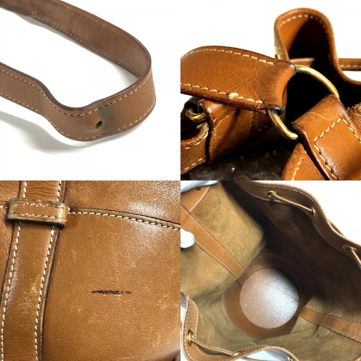 Hermes Shoulder Bag Standy Drawstring Purse Leather Brown — view 8