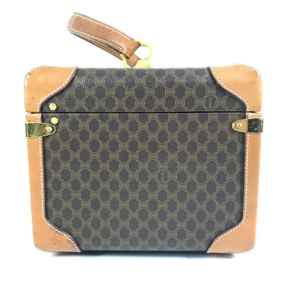 Celine Handbag Macadam Logo Makeup Box Vanity Bag Vintage Leather Brown — view 3