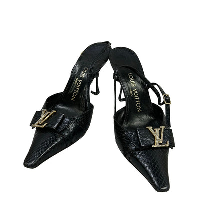 Louis Vuitton Sandals Gold Ribbon LV Rhinestone Leather — view 2