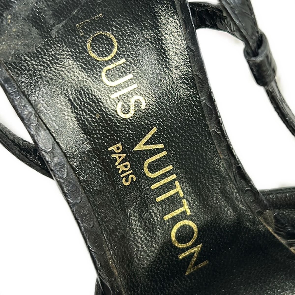 Louis Vuitton Sandals Gold Ribbon LV Rhinestone Leather — view 5