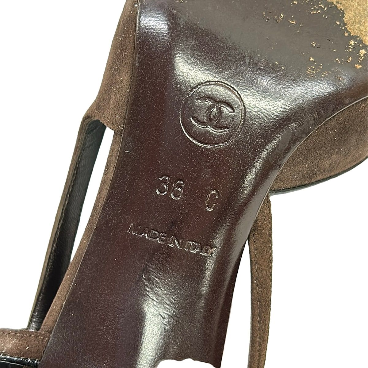 Chanel Sandals Dark Brown Camellia Pointed Toe Leather — view 6