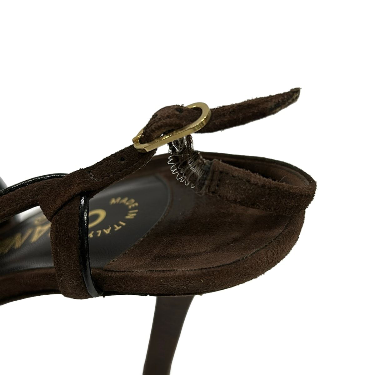 Chanel Sandals Dark Brown Camellia Pointed Toe Leather — view 8