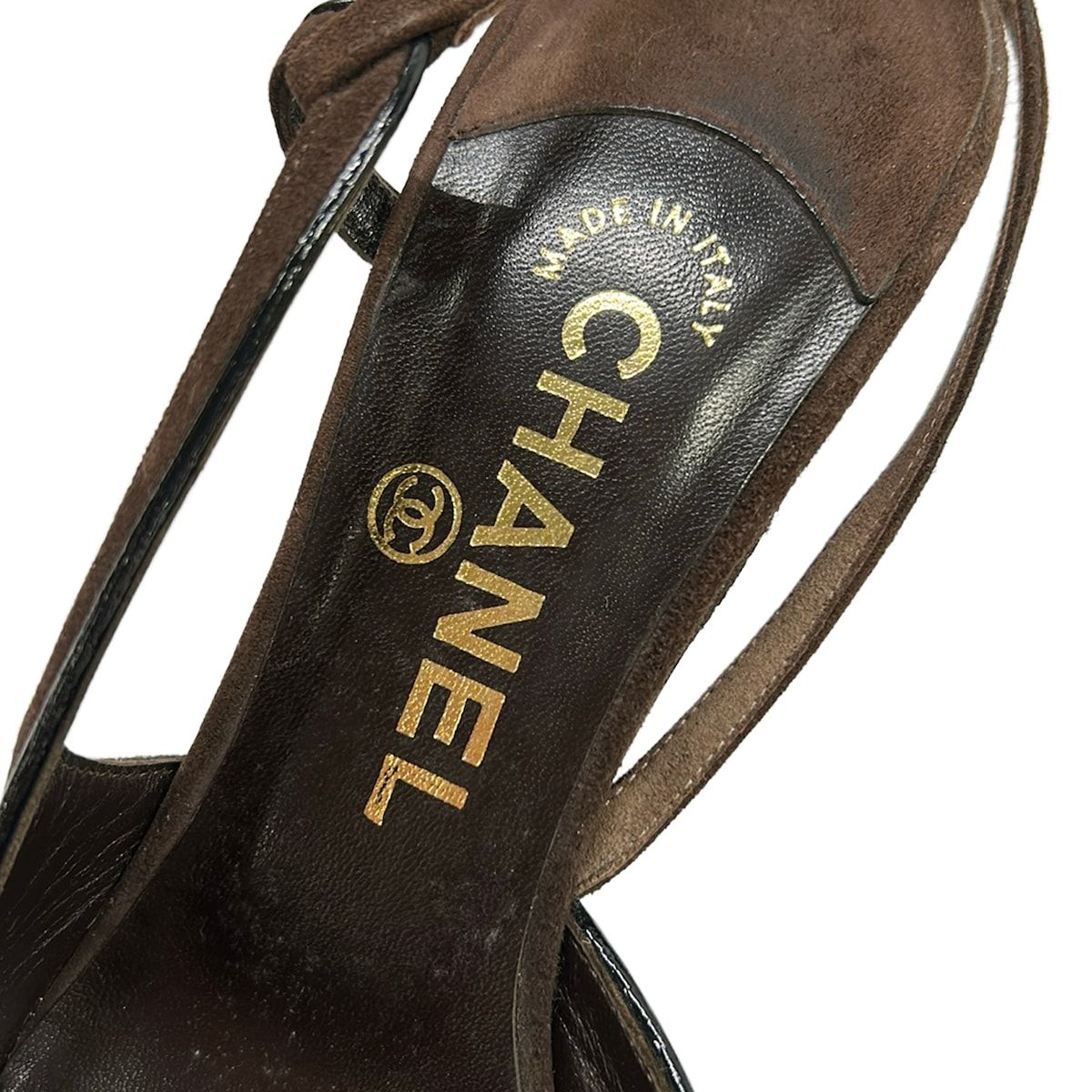 Chanel Sandals Dark Brown Camellia Pointed Toe Leather — view 5