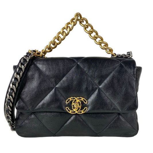 Chanel Shoulder Bag Chanel 19 Large Flap Black Silver Gold Chain