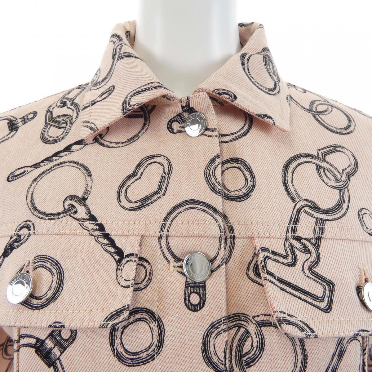 Hermes Kaleidoscope Effect Finesse Clou de Selle Denim Jacket — view 5