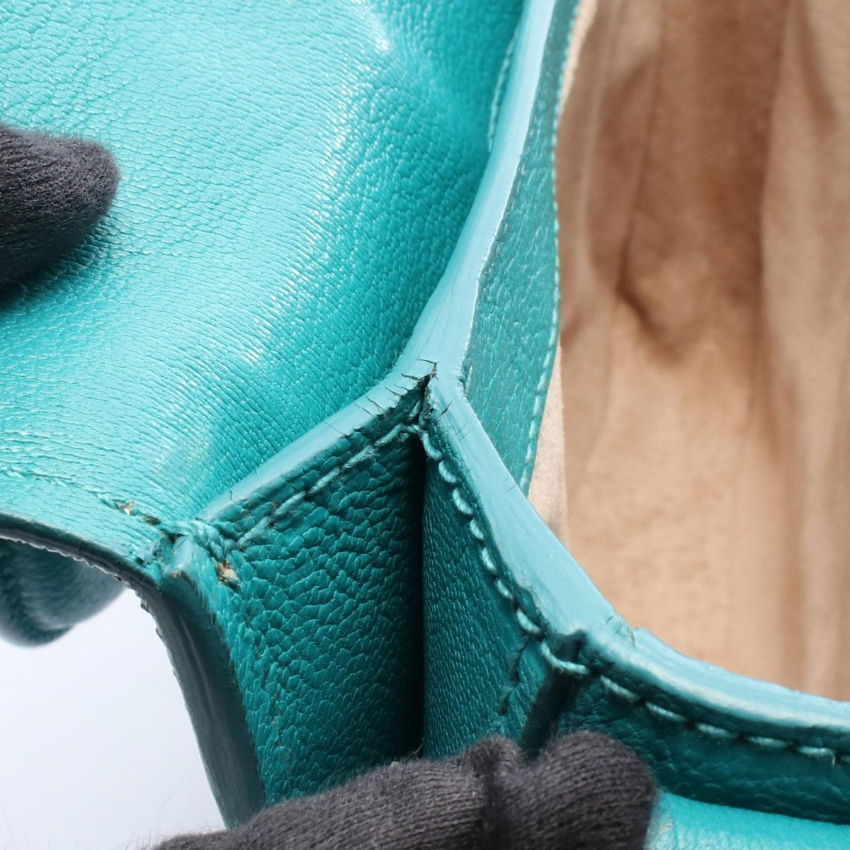 Miu Miu Handbag Madras 2-Way Emerald Green Leather — view 6