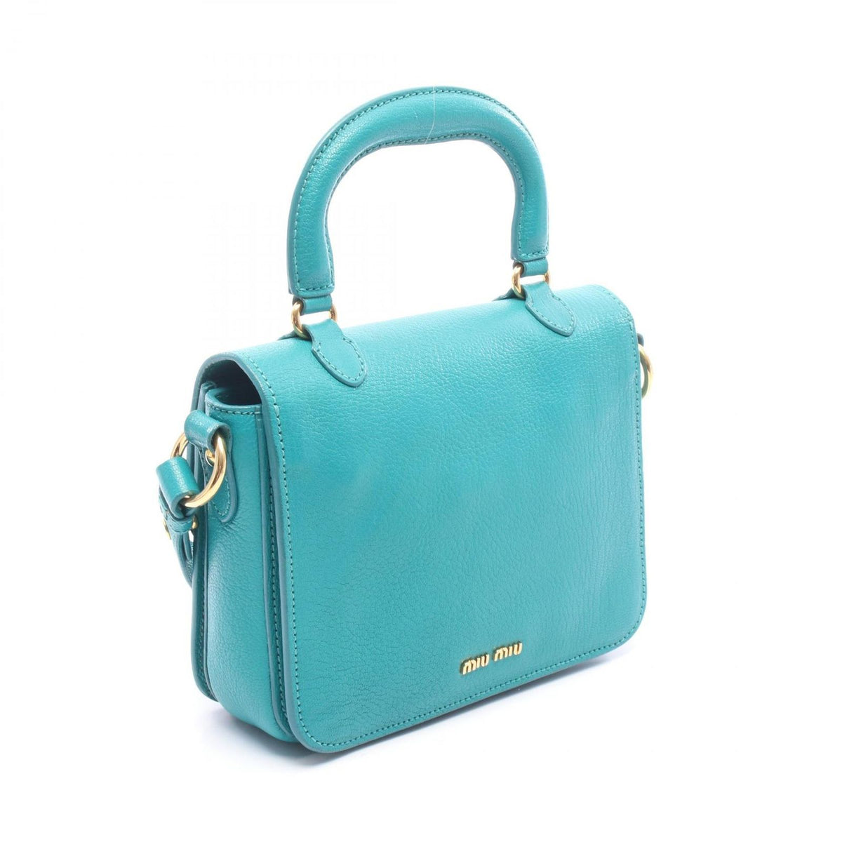 Miu Miu Handbag Madras 2-Way Emerald Green Leather — view 2