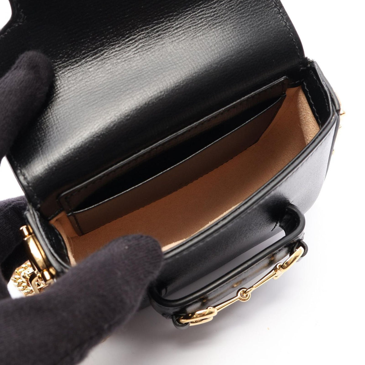 Gucci Shoulder Bag Horsebit 1955 Nano Black Leather — view 3