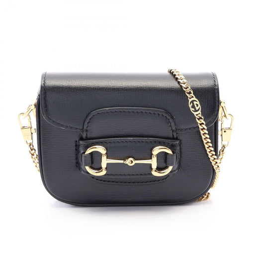 Gucci Shoulder Bag Horsebit 1955 Nano Black Leather