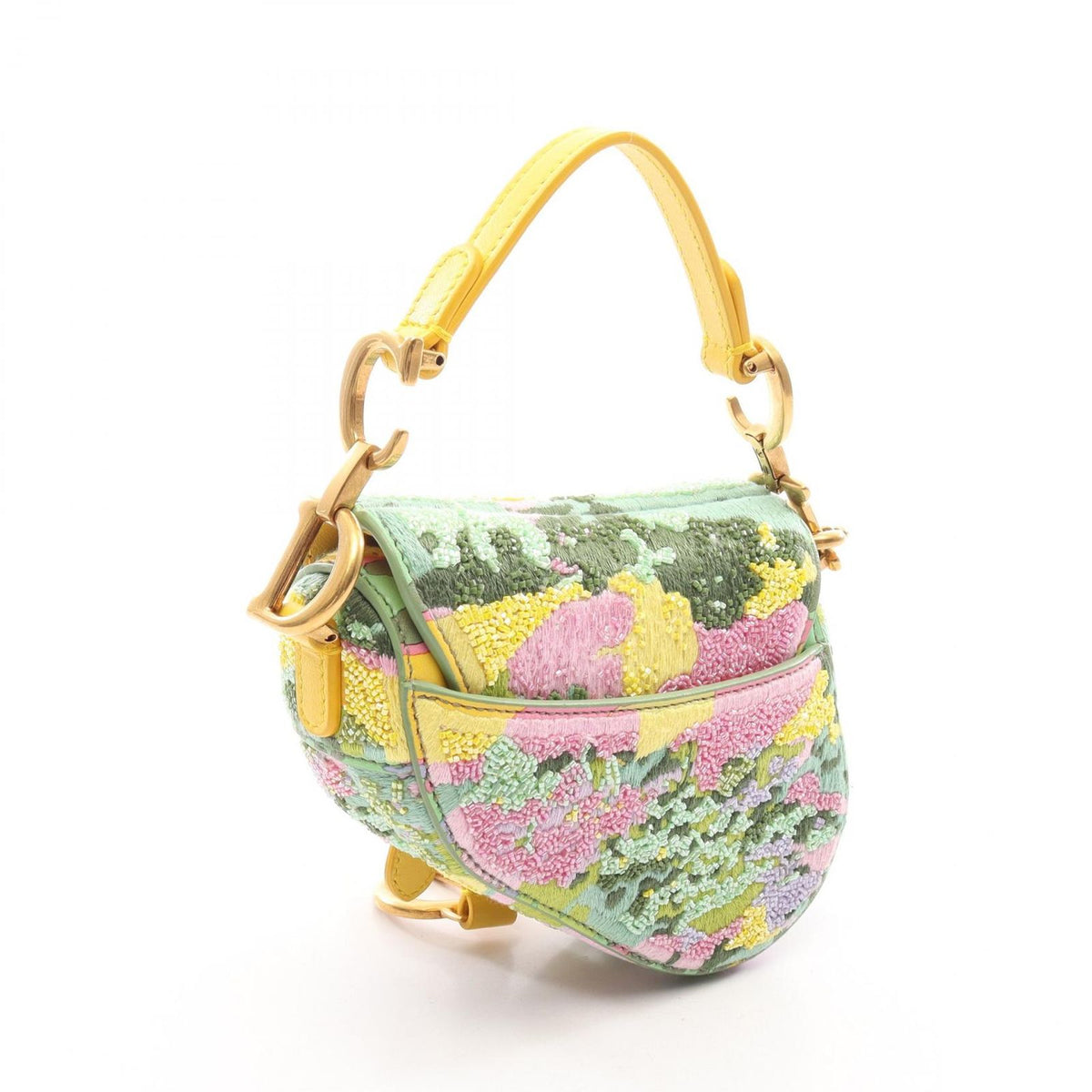 Dior Handbag Saddlebag Micro 2-Way Yellow Green Multi Leather — view 2