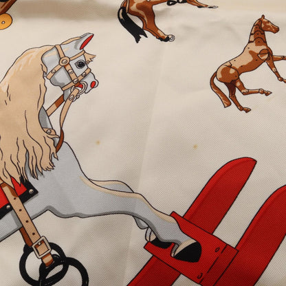 Hermes Scarf Carre 90 Raconte Moi le Cheval White Red Silk — view 4