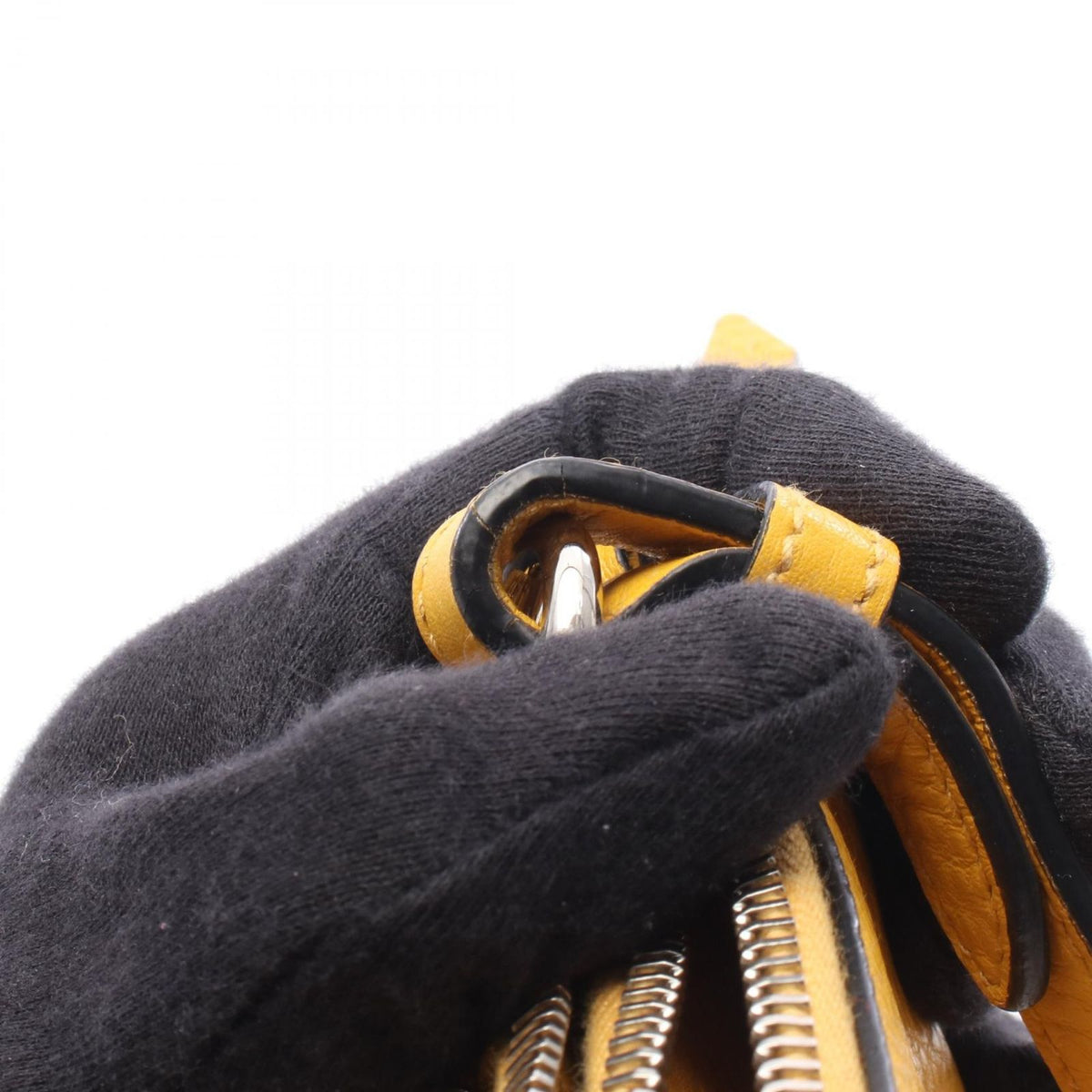 Prada Shoulder Bag Metal Logo Yellow Leather — view 7
