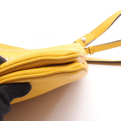 Prada Shoulder Bag Metal Logo Yellow Leather — view 5