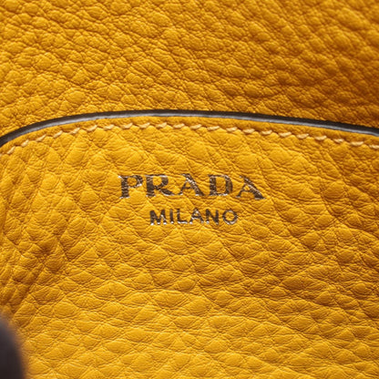 Prada Shoulder Bag Metal Logo Yellow Leather — view 4
