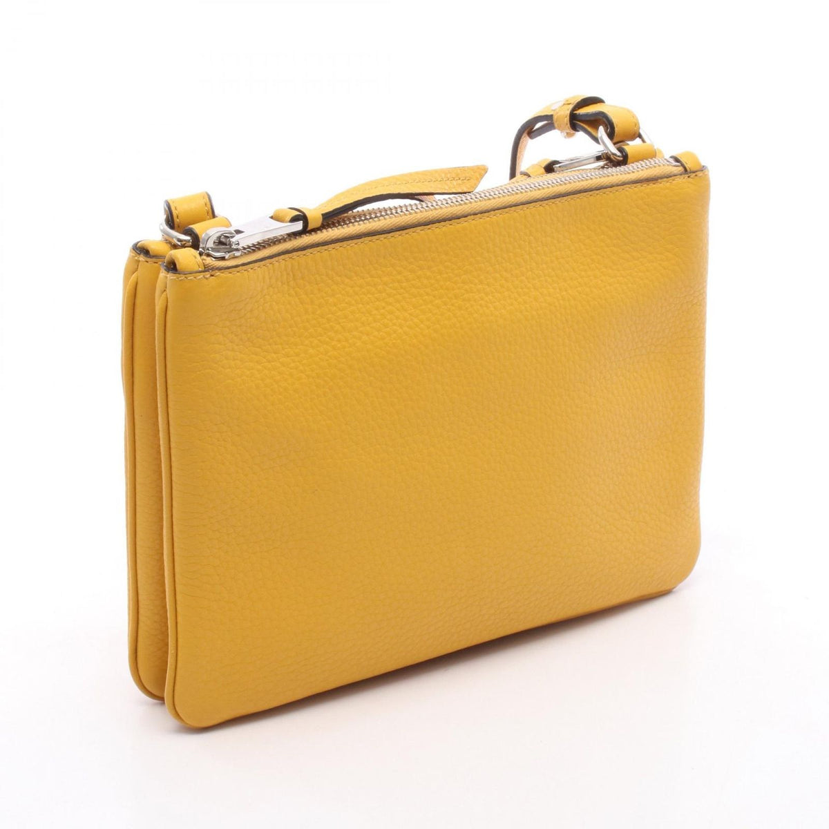 Prada Shoulder Bag Metal Logo Yellow Leather — view 2