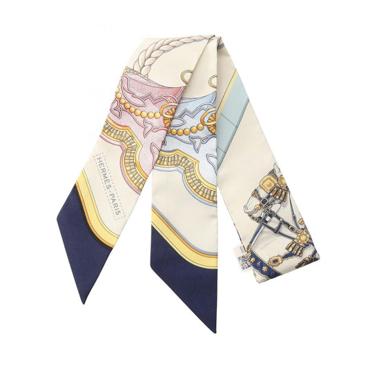 Hermes Scarf Twilly Grand Apparat Beige Silk