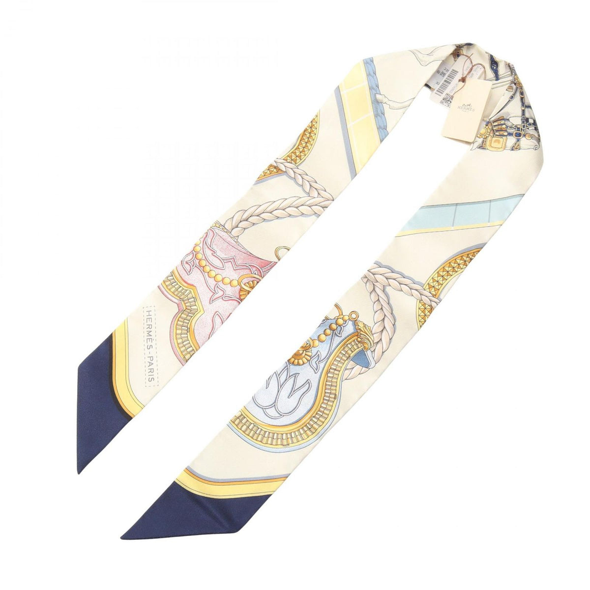 Hermes Scarf Twilly Grand Apparat Beige Silk — view 2