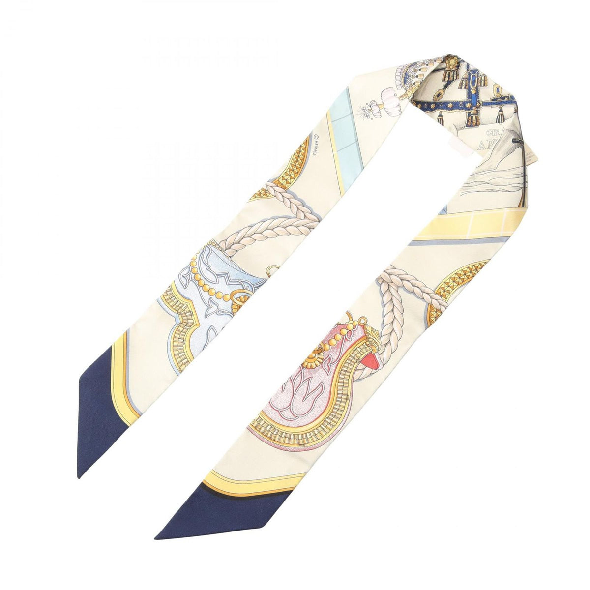 Hermes Scarf Twilly Grand Apparat Beige Silk — view 3
