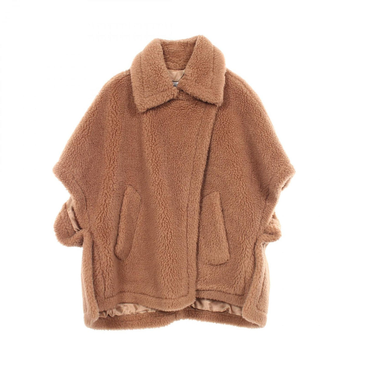 Max Mara Poncho Tebe Teddy Bear Cape Brown Silk