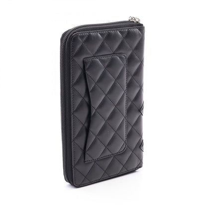 Chanel Round Wallet Cambon Line Black Leather Patent — view 2