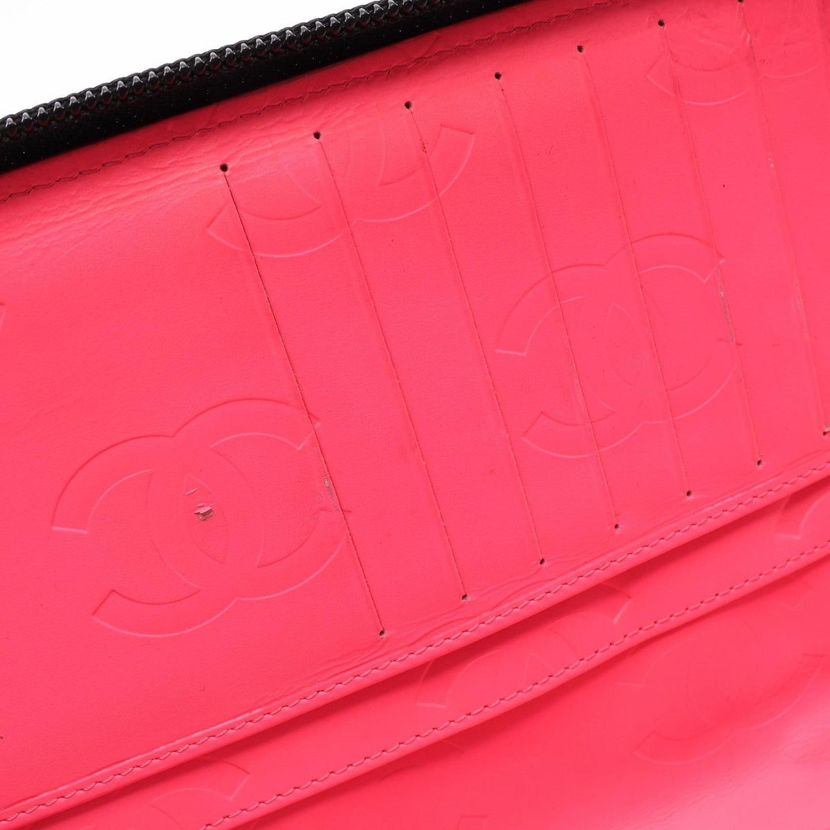 Chanel Round Wallet Cambon Line Black Leather Patent — view 8