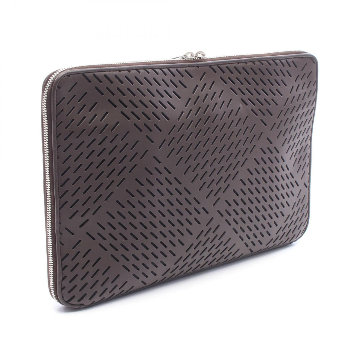 Bottega Veneta Clutch Perforated Dark Brown Black Leather — view 2