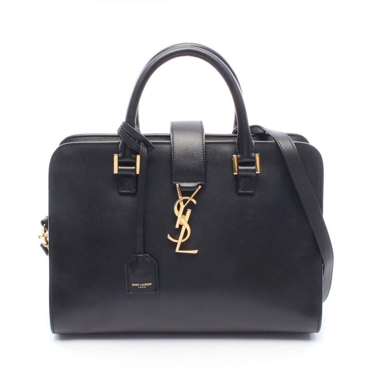 Saint Laurent Paris Handbag Monogram Cabas 2-Way Black Leather Small