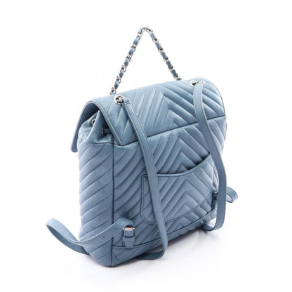Chanel Backpack Chevron V-stitch Blue Lambskin Chain — view 2
