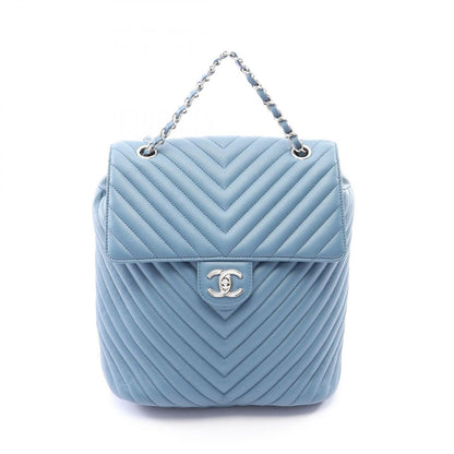Chanel Backpack Chevron V-stitch Blue Lambskin Chain